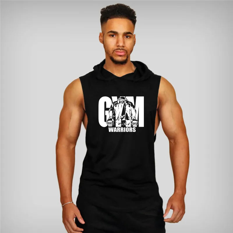 Gym Clothing Mens Bodybuilding Hooded Tank Top