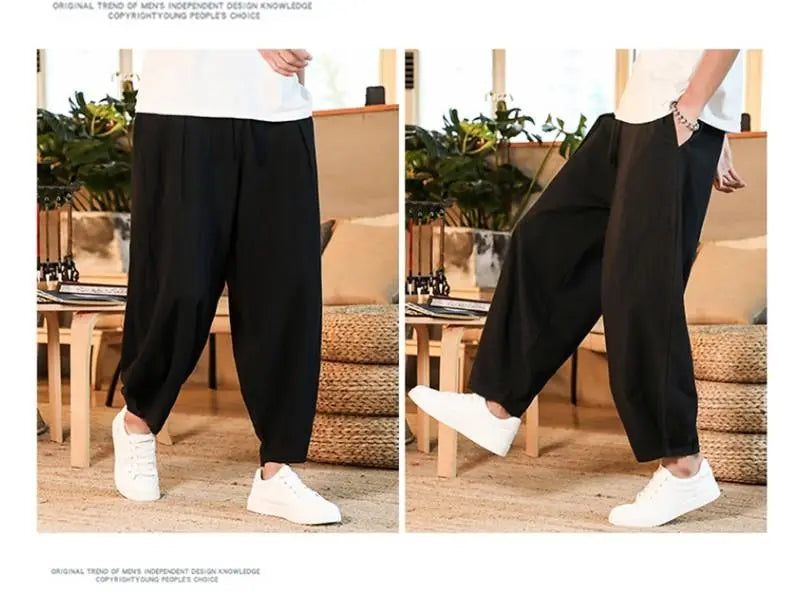 Japanese Loose Men's Cotton Linen Pants