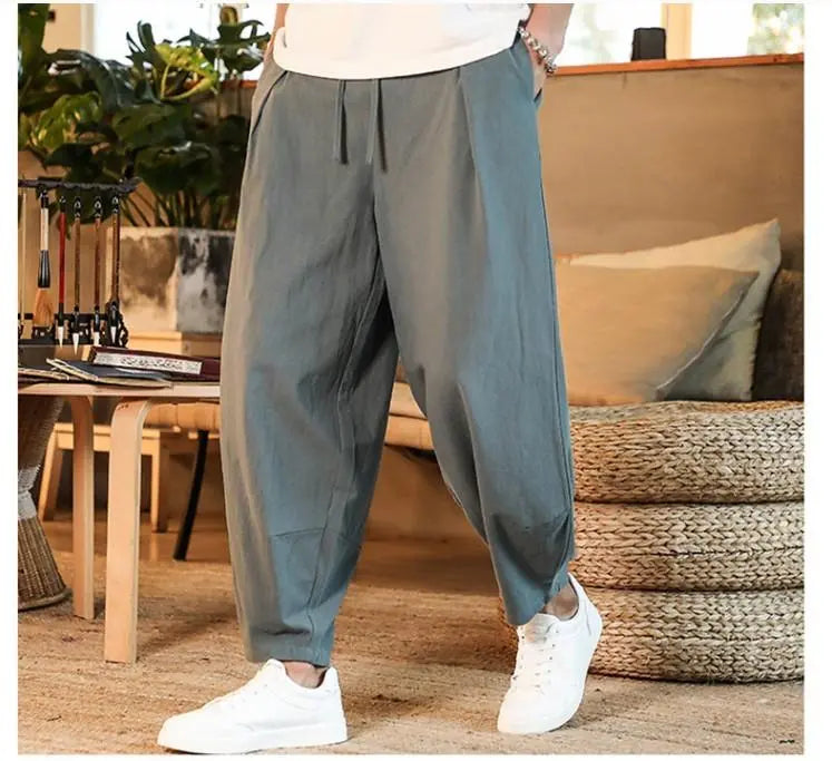 Japanese Loose Men's Cotton Linen Pants