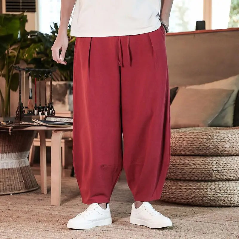 Japanese Loose Men's Cotton Linen Pants