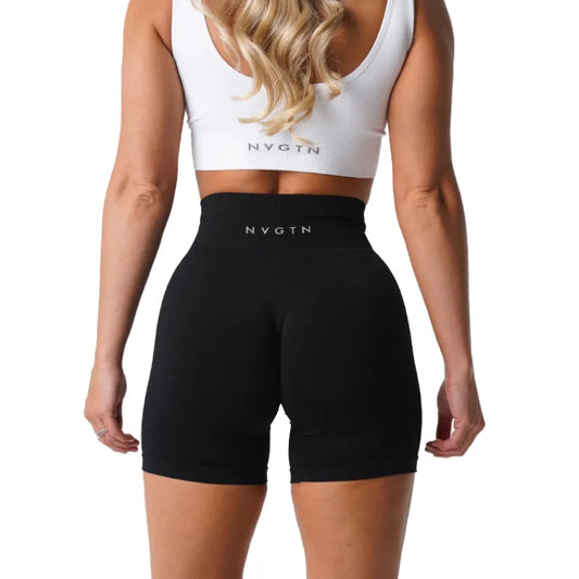 Spandex Solid Seamless Shorts Women Soft Workout Tights