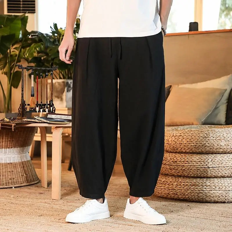 Japanese Loose Men's Cotton Linen Pants